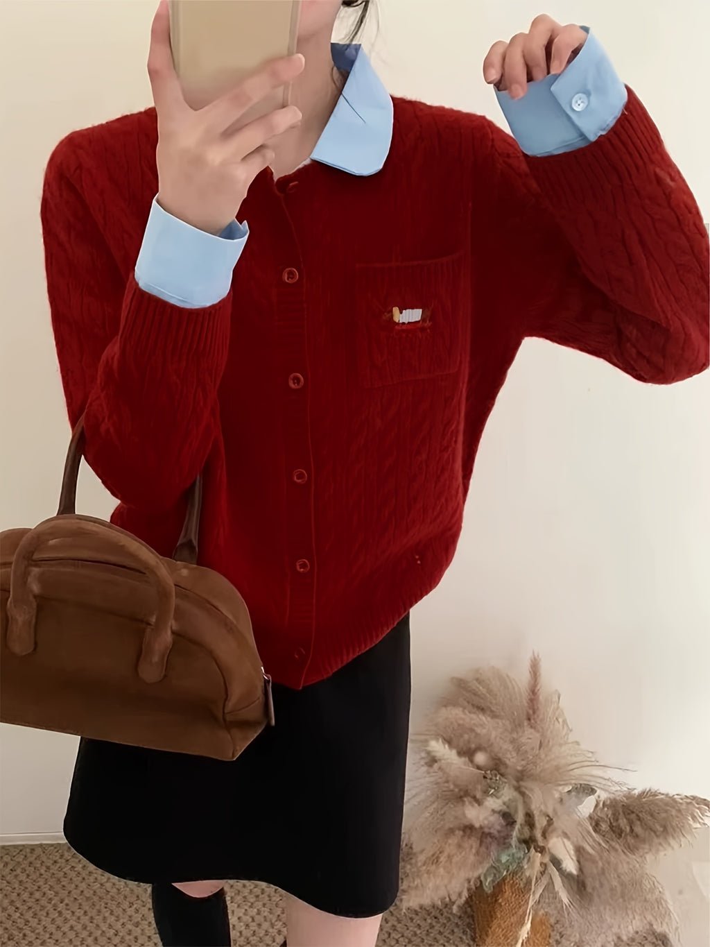 Korean-inspired Design Turtleneck Sweater Faux Two-piece Cardigan Women'S Autumn And Winter New Fashion Versatile Outerwear Long-sleeve Top