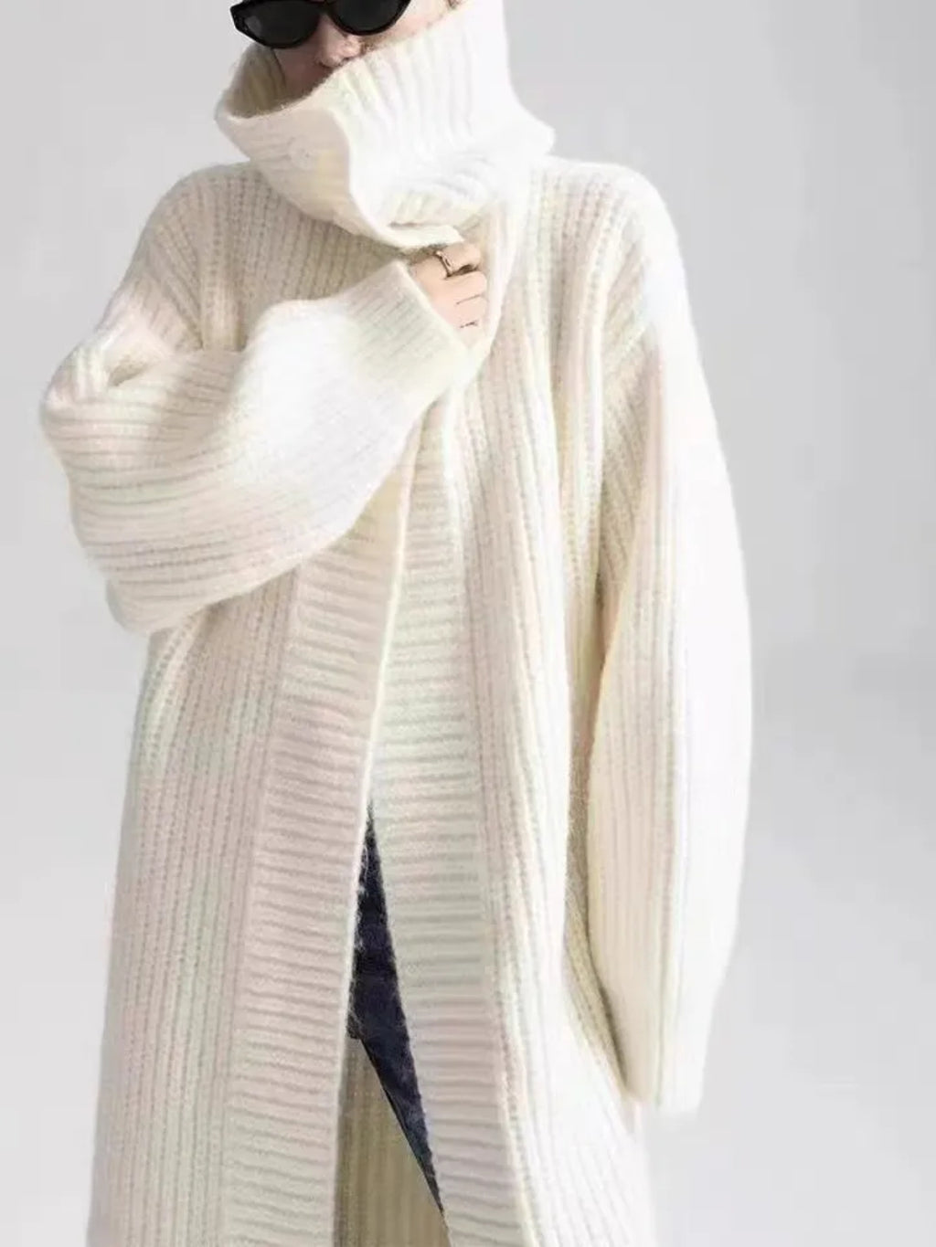 Women's Elegant Long Cardigan Coat - Winter Warm Collar Trench Coat with Button Front, Long Sleeve Button- Jacket for Fall & Winter, Versatile Outerwear (Hand Wash\u002FDry Clean) - Coat Length for Dresses & Blouses