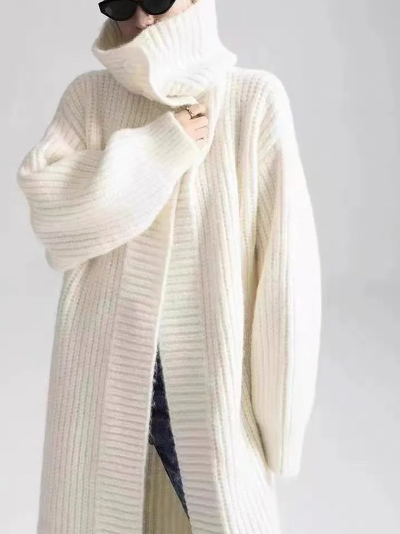 Women's Elegant Long Cardigan Coat - Winter Warm Collar Trench Coat with Button Front, Long Sleeve Button- Jacket for Fall & Winter, Versatile Outerwear (Hand Wash\u002FDry Clean) - Coat Length for Dresses & Blouses