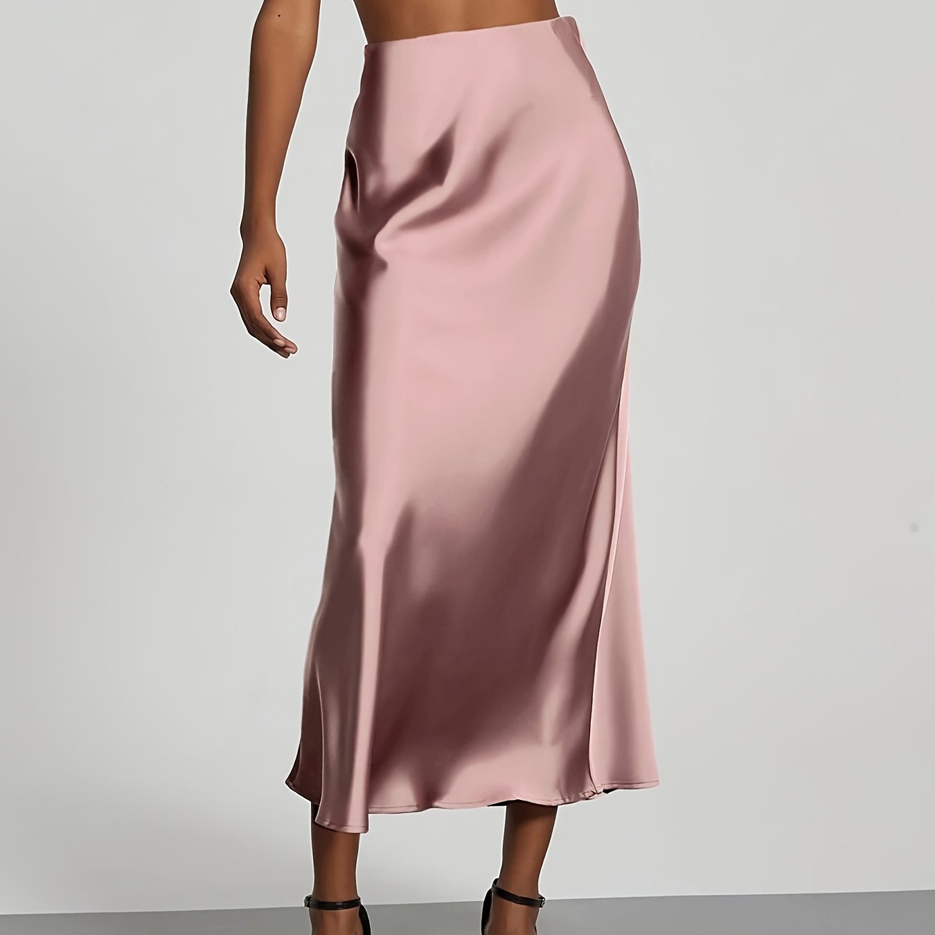 Women's High-Waisted Satin Skirt, Elegant Skirt for Vacation, Party, Birthday, Wedding Guest, Easter, Carnival, Christmas, Valentine's Day, Festive Occasions, Suitable for Outings, Commuting, Gatherings, and Social Events, All-Season Wear, Women's
