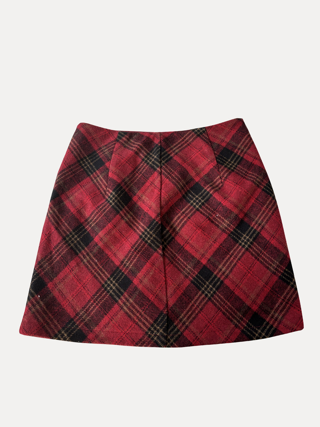 Christmas Vintage High-Waist Plaid A-Line Skirt for Women, 100% Polyester Gingham Pattern, All-Season Elegant Short Skirt