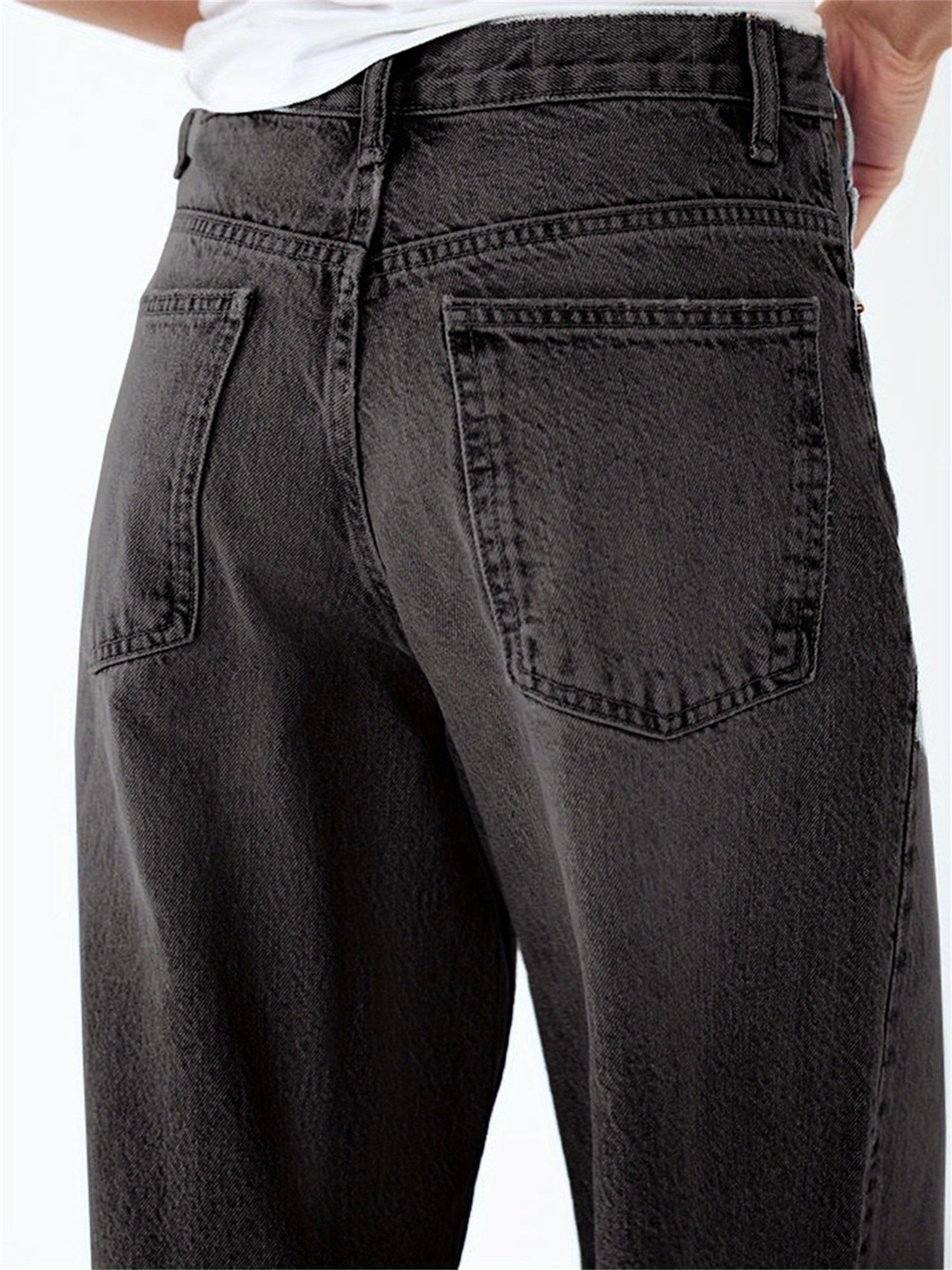 Women's Mid-Rise Wide Leg Jeans - -Washed Crossover Trousers with   & Multiple Pockets, Relaxed Loose-Fit Denim Pants for All-Season Wear, Casual to Dressy (Button Closure, Machine Washable)