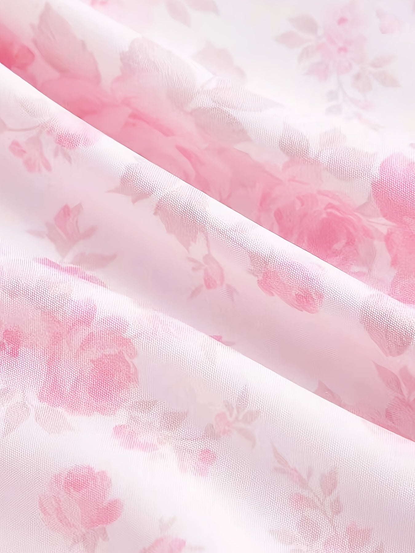 Women'S Elegant French Floral Print A-Line Maxi Dress with Spaghetti Strap & Waist Tie Belt - Pink & Floral Print Long Formal & Casual Evening Gown, Machine Washable For Parties, Office, Casual Attire - Spring\u002Ffall\u002Fsummer Seasonal Wear