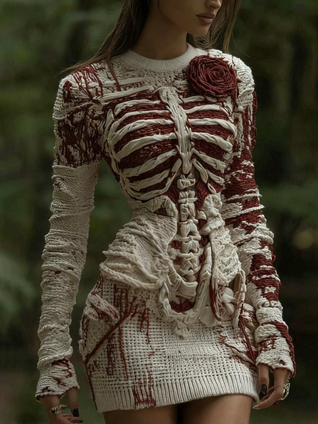 2D FLAT PATTERN 2025 Halloween Luminous Skull Bag Hip Skirt Ladies 3D Digital Printing Short-sleeved T-shirt Street Horror Theme Party Robe Daily All-match Slim Dres