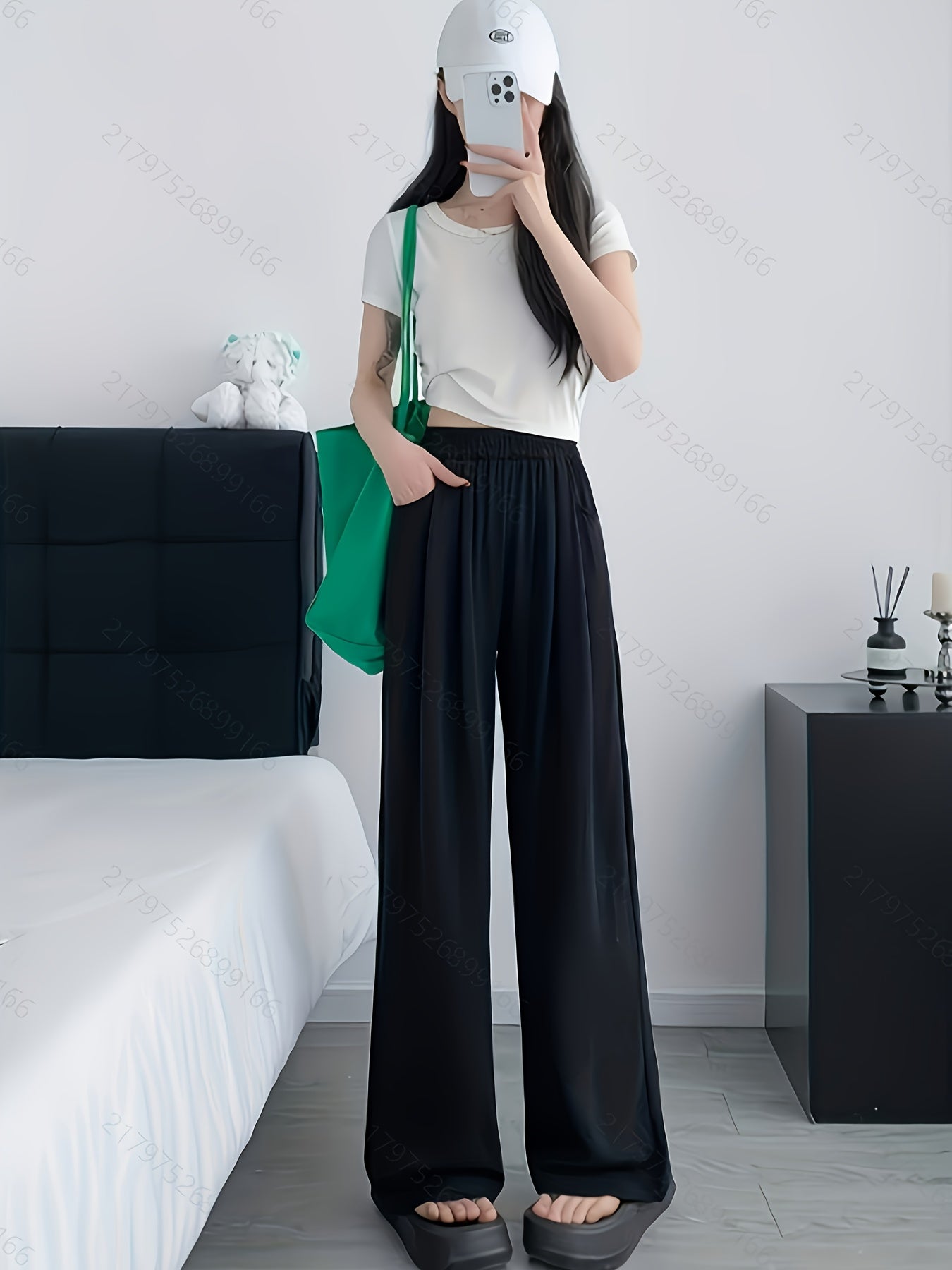 Slant Pockets Wide Leg Pants, Casual Loose Pants For Spring & Summer, Women's Clothing