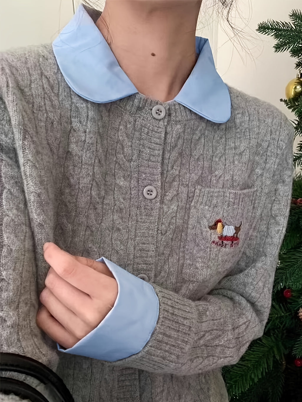 Korean-inspired Design Turtleneck Sweater Faux Two-piece Cardigan Women'S Autumn And Winter New Fashion Versatile Outerwear Long-sleeve Top