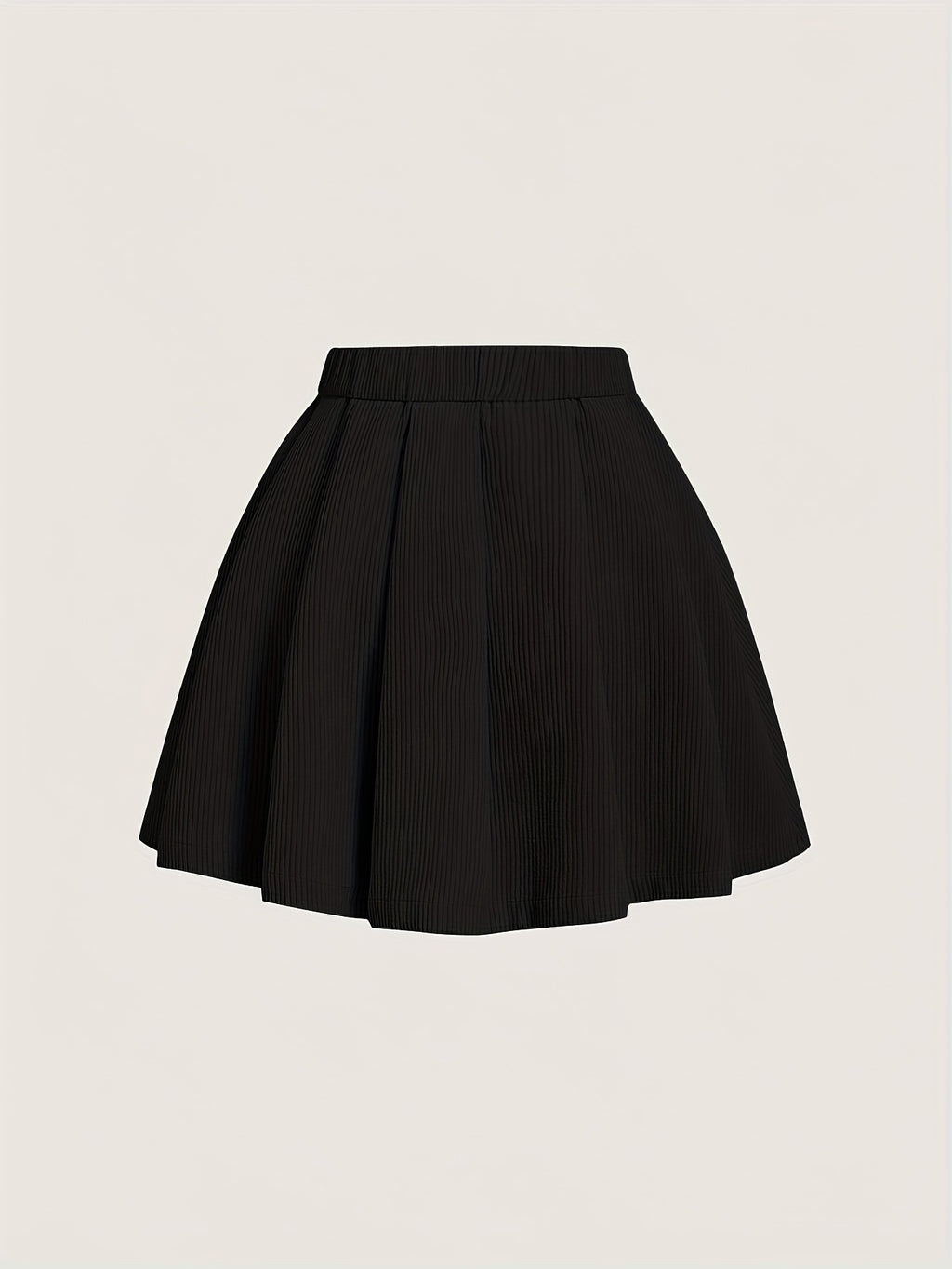 1pc Elegant Pleated Polyester Skirt for Women, Summer Solid Color A-Line Woven Skirt with Button Detail