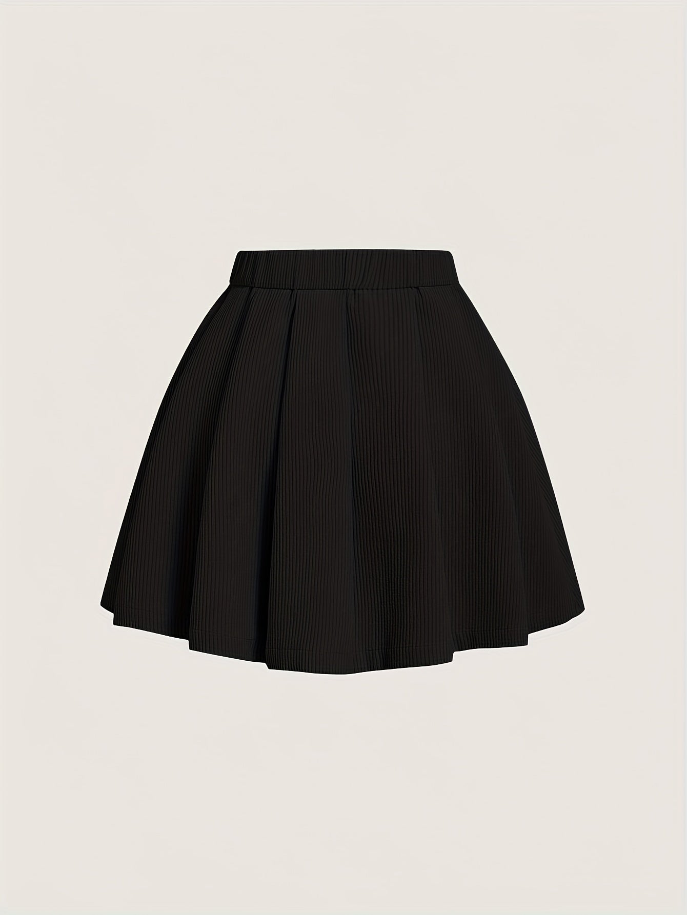 1pc Elegant Pleated Polyester Skirt for Women, Summer Solid Color A-Line Woven Skirt with Button Detail