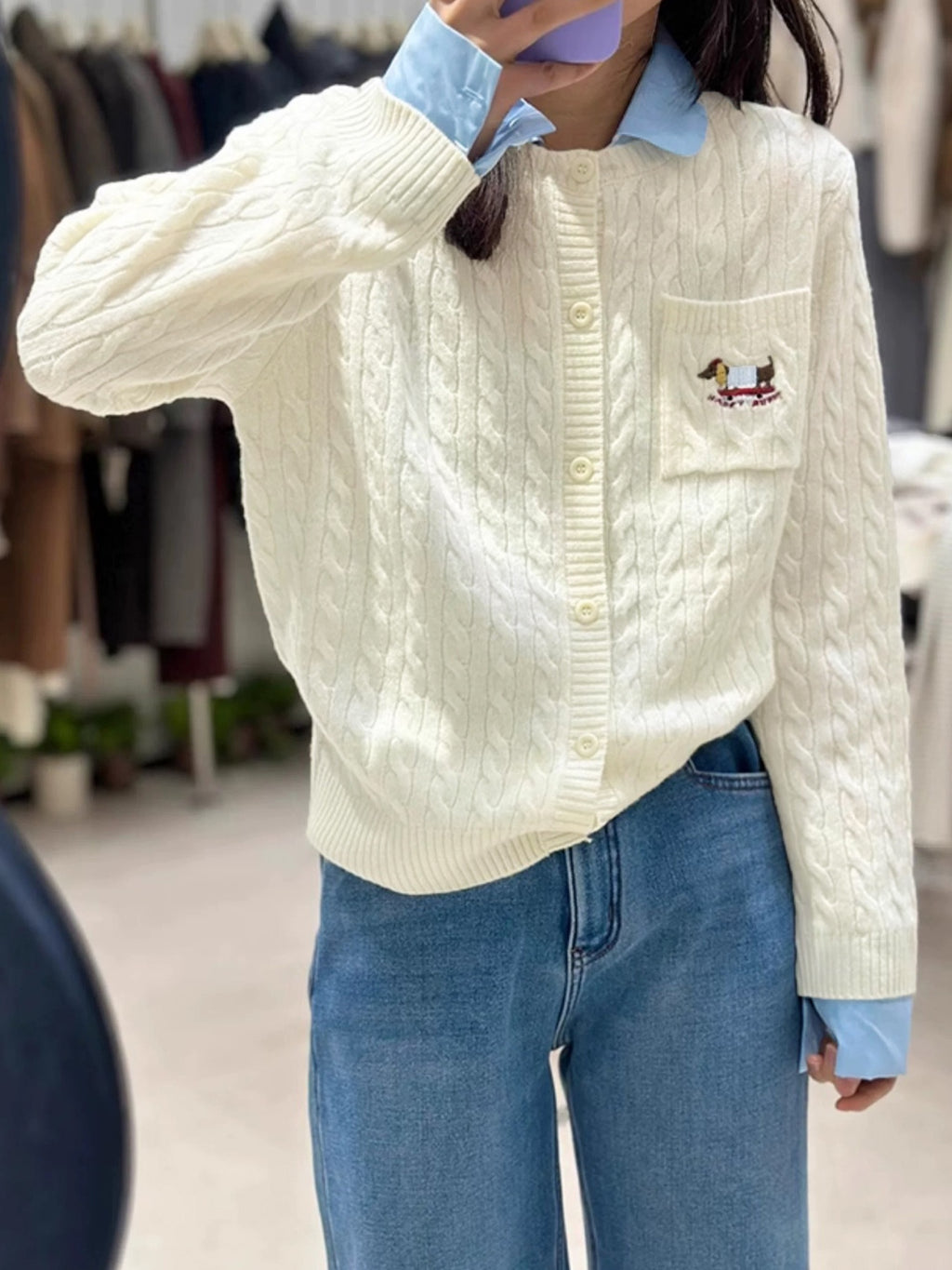 Korean-inspired Design Turtleneck Sweater Faux Two-piece Cardigan Women'S Autumn And Winter New Fashion Versatile Outerwear Long-sleeve Top