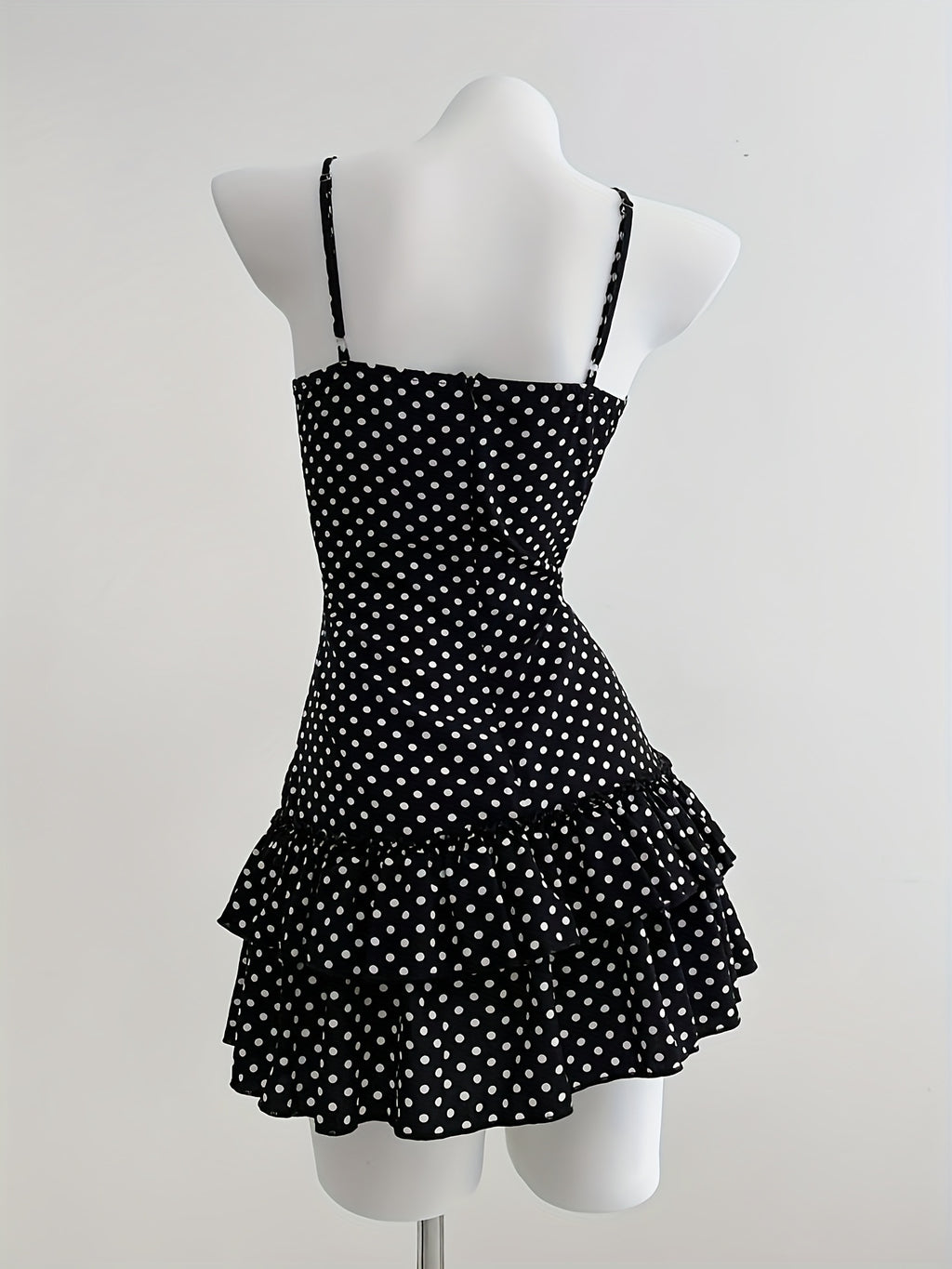Women'S & Polka Dot Sleeveless Mini Dress with Bow Detail & Ruffled Hem - A-Line Casual Summer Dress for Vacation, Beach, Casual Attire - Lightweight Breathable Spring\u002FSummer Outfit