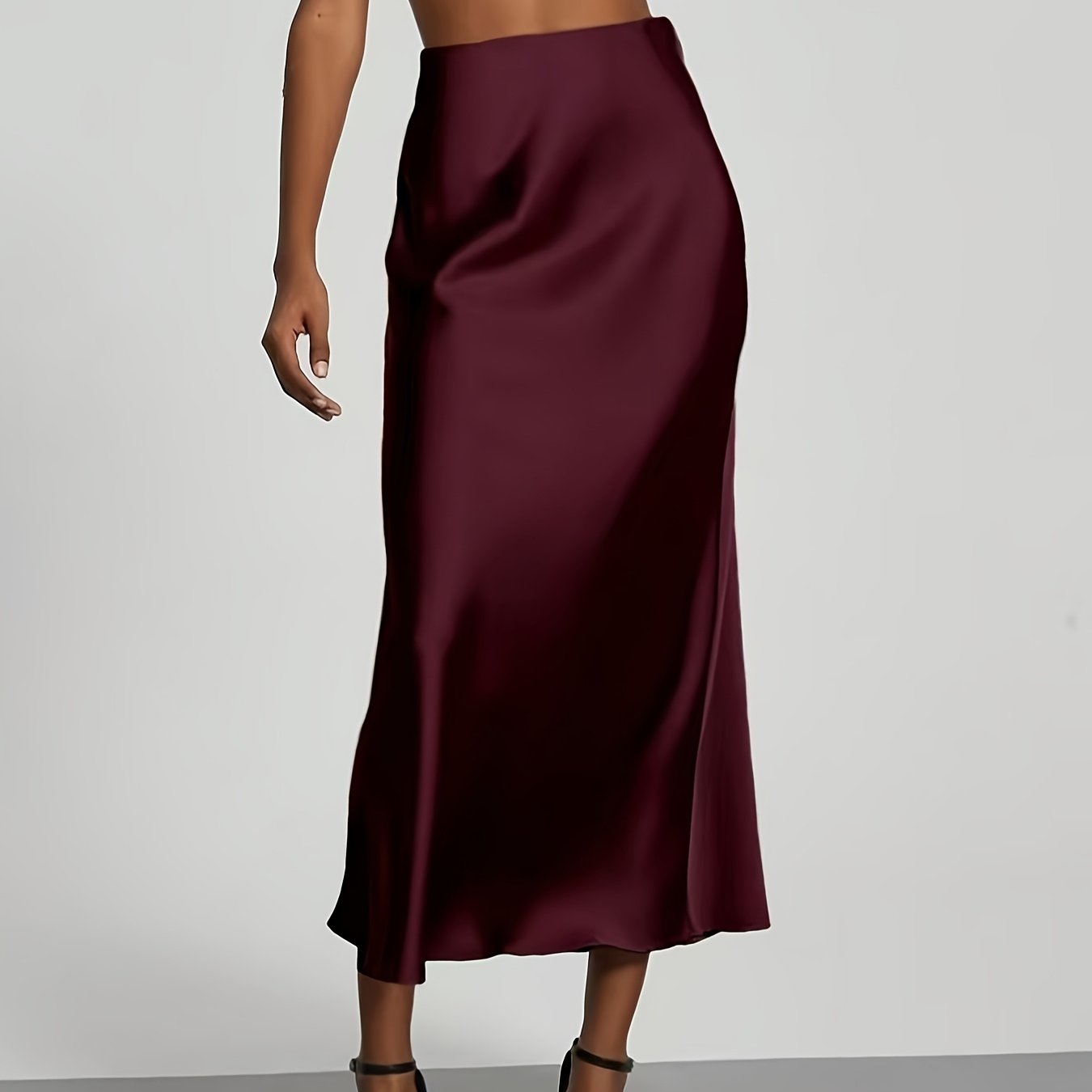 Women's High-Waisted Satin Skirt, Elegant Skirt for Vacation, Party, Birthday, Wedding Guest, Easter, Carnival, Christmas, Valentine's Day, Festive Occasions, Suitable for Outings, Commuting, Gatherings, and Social Events, All-Season Wear, Women's