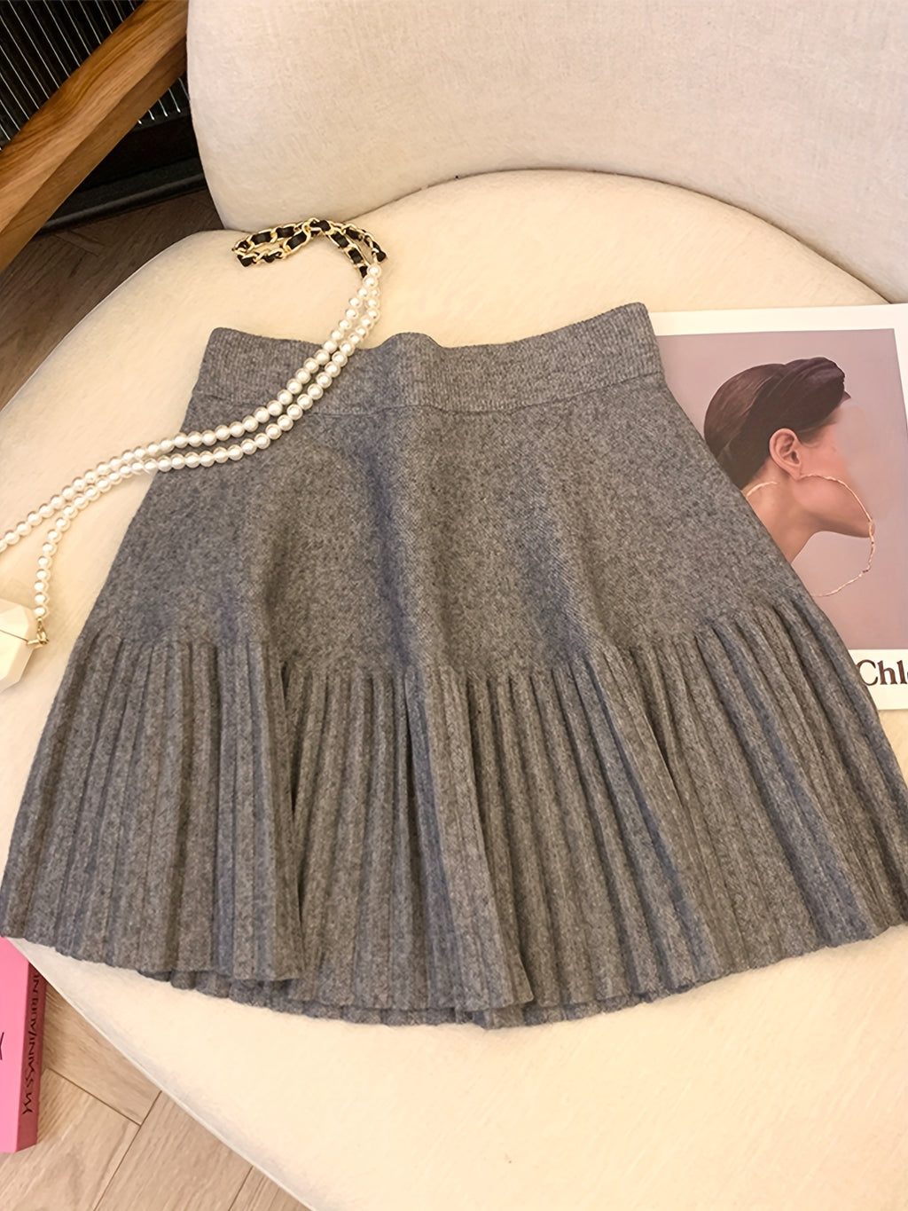 Women'S High-Waist Pleated Skirt - Cozy Black A-Line Mini Skirt for Fall & Winter, Casual Style with Fringe Detail, Perfect for Casual Attire, Cozy Clothing | Fringe Skirt | Construction, High Waisted Skirt