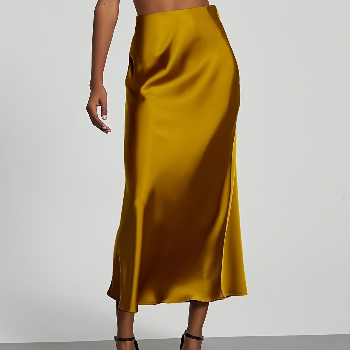 Women's High-Waisted Satin Skirt, Elegant Skirt for Vacation, Party, Birthday, Wedding Guest, Easter, Carnival, Christmas, Valentine's Day, Festive Occasions, Suitable for Outings, Commuting, Gatherings, and Social Events, All-Season Wear, Women's