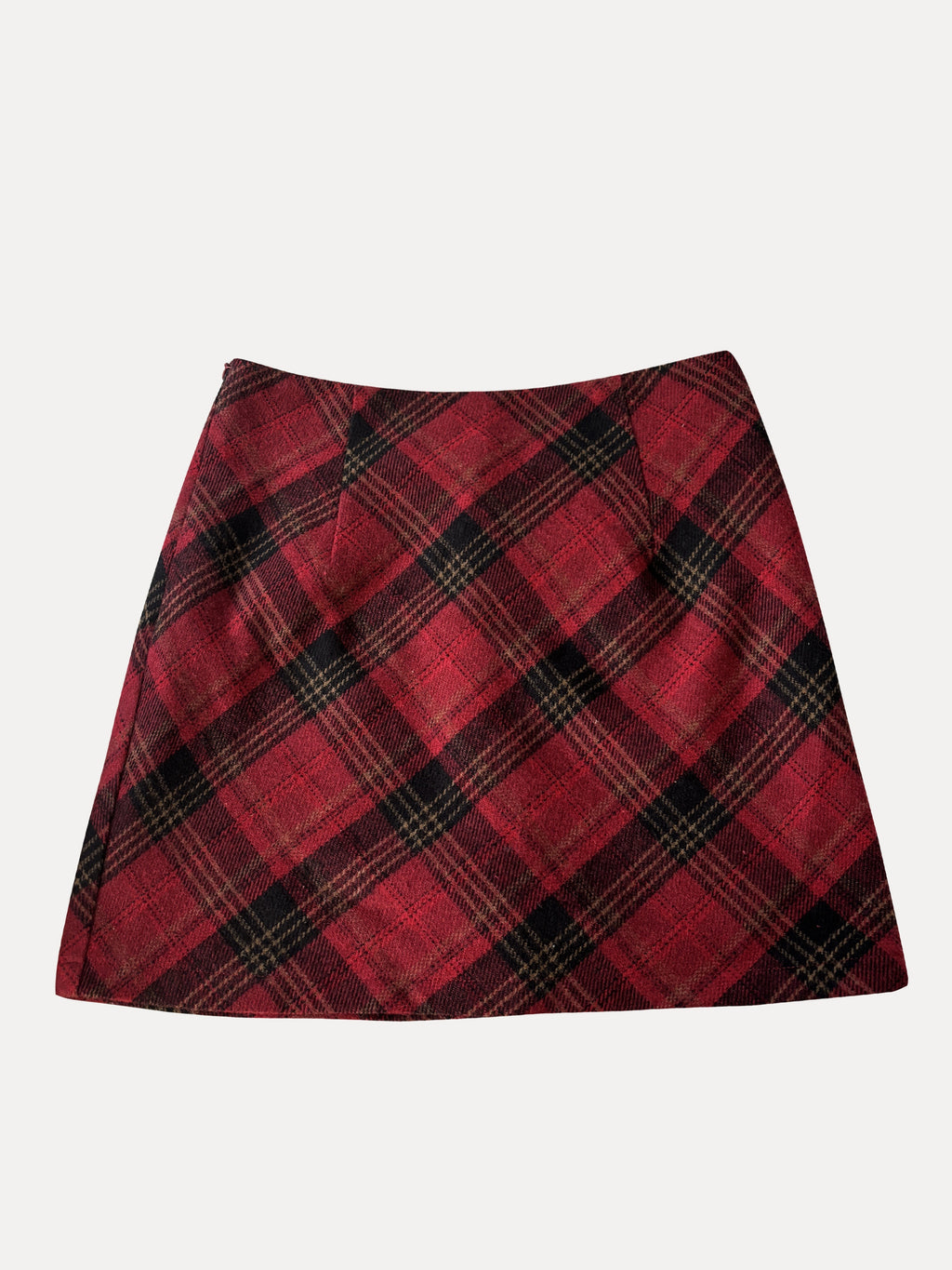 Christmas Vintage High-Waist Plaid A-Line Skirt for Women, 100% Polyester Gingham Pattern, All-Season Elegant Short Skirt