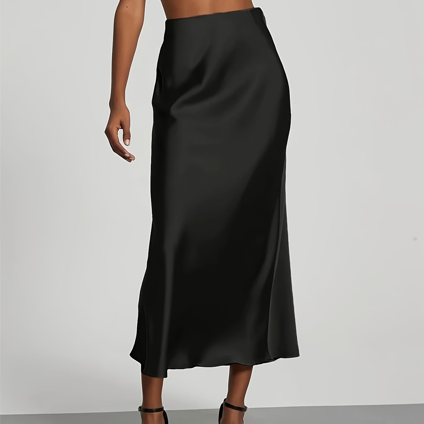 Women's High-Waisted Satin Skirt, Elegant Skirt for Vacation, Party, Birthday, Wedding Guest, Easter, Carnival, Christmas, Valentine's Day, Festive Occasions, Suitable for Outings, Commuting, Gatherings, and Social Events, All-Season Wear, Women's