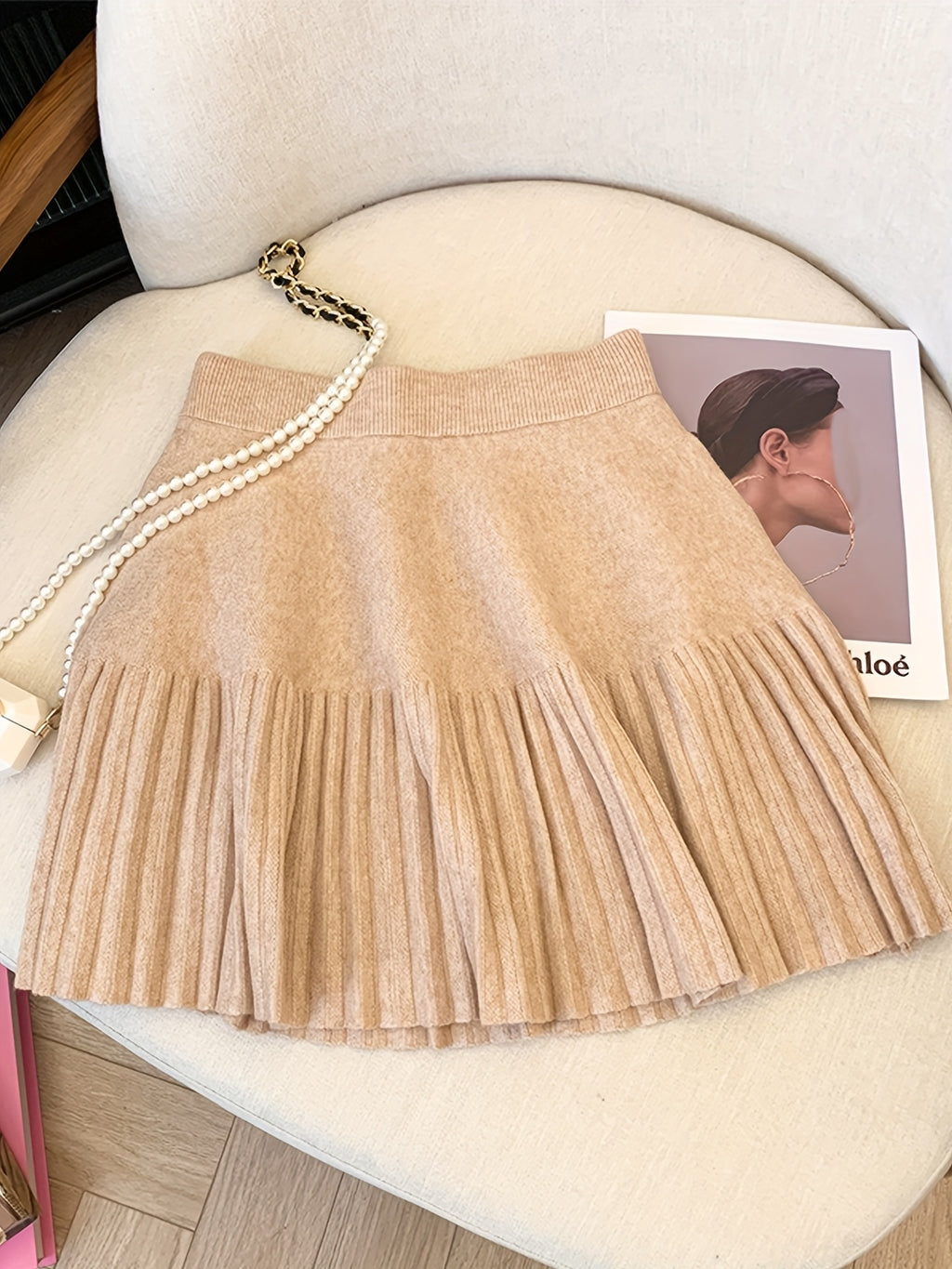 Women'S High-Waist Pleated Skirt - Cozy Black A-Line Mini Skirt for Fall & Winter, Casual Style with Fringe Detail, Perfect for Casual Attire, Cozy Clothing | Fringe Skirt | Construction, High Waisted Skirt