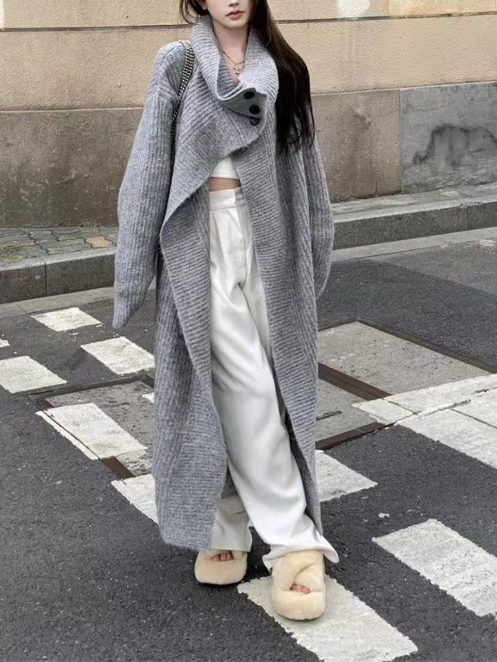Women's Elegant Long Cardigan Coat - Winter Warm Collar Trench Coat with Button Front, Long Sleeve Button- Jacket for Fall & Winter, Versatile Outerwear (Hand Wash\u002FDry Clean) - Coat Length for Dresses & Blouses