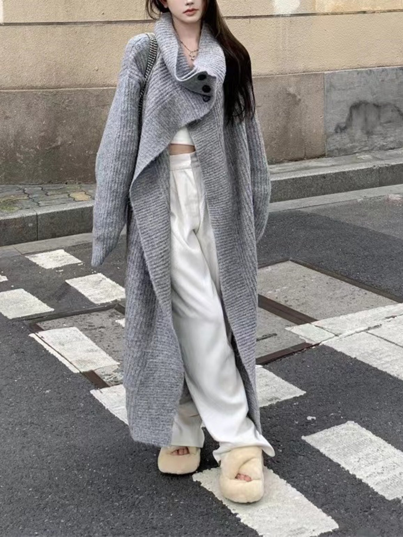 Women's Elegant Long Cardigan Coat - Winter Warm Collar Trench Coat with Button Front, Long Sleeve Button- Jacket for Fall & Winter, Versatile Outerwear (Hand Wash\u002FDry Clean) - Coat Length for Dresses & Blouses