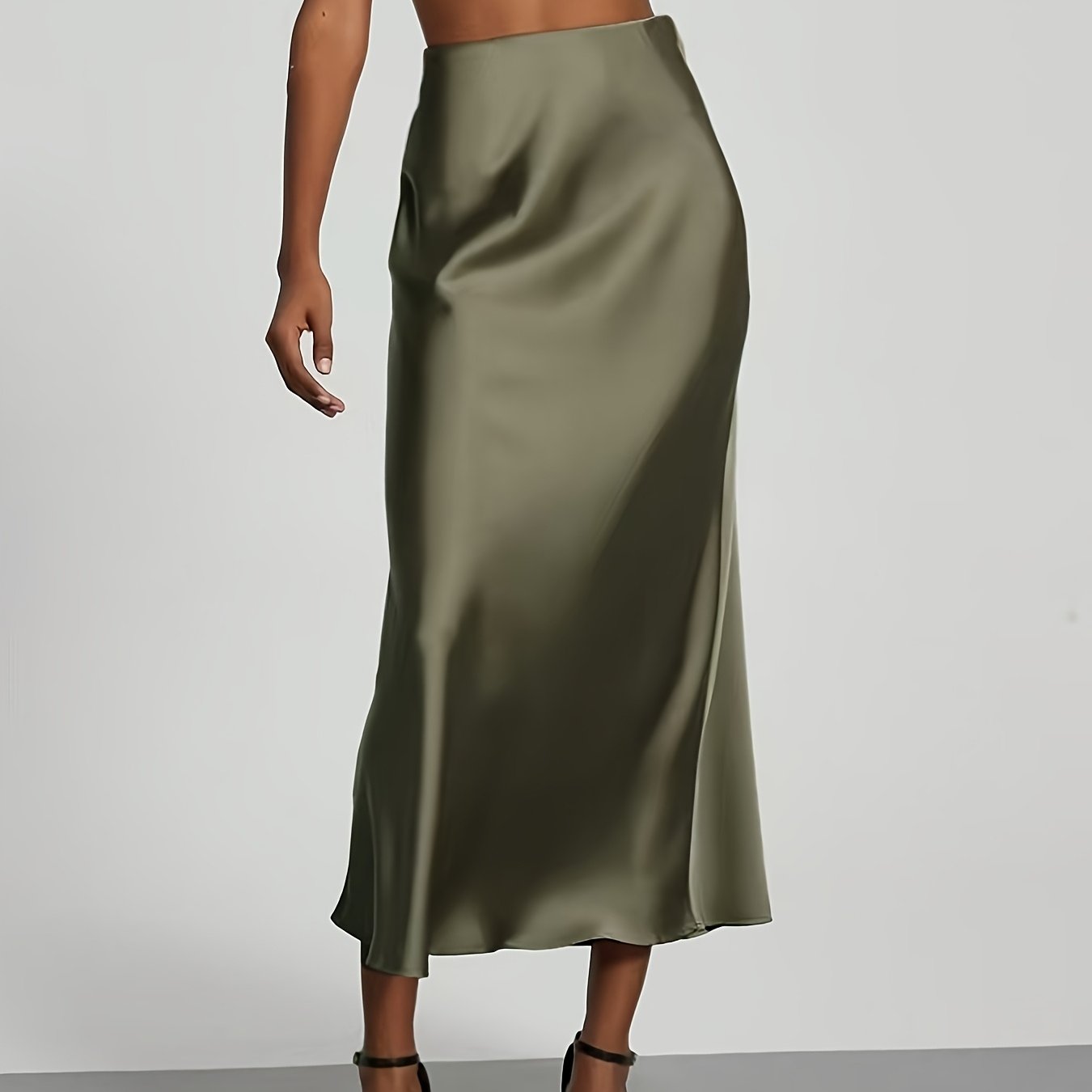 Women's High-Waisted Satin Skirt, Elegant Skirt for Vacation, Party, Birthday, Wedding Guest, Easter, Carnival, Christmas, Valentine's Day, Festive Occasions, Suitable for Outings, Commuting, Gatherings, and Social Events, All-Season Wear, Women's