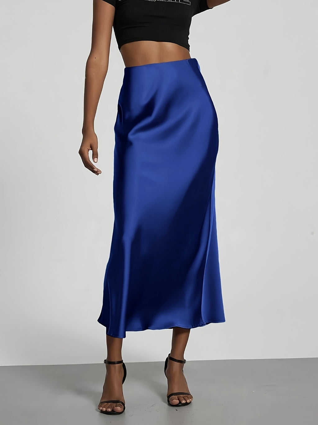 Women's High-Waisted Satin Skirt, Elegant Skirt for Vacation, Party, Birthday, Wedding Guest, Easter, Carnival, Christmas, Valentine's Day, Festive Occasions, Suitable for Outings, Commuting, Gatherings, and Social Events, All-Season Wear, Women's