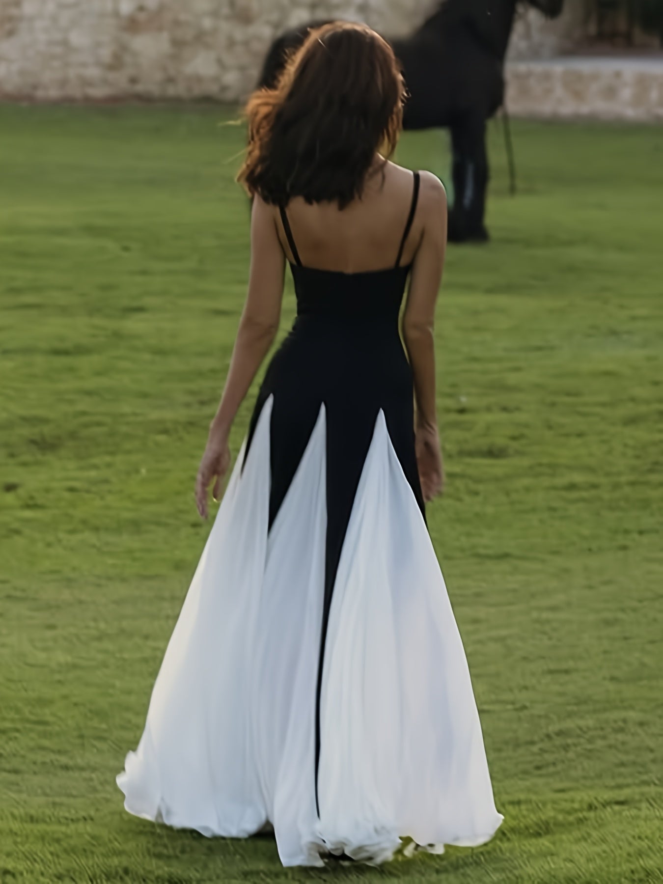 Women's Elegant Black Formal & party dress - Flowy maxi evening gown, Machine Washable, for Weddings, Galas, Everyday & Special Occasions