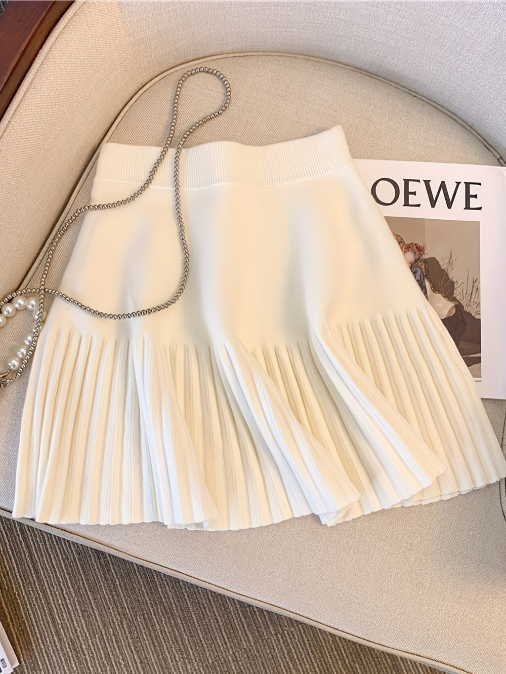 Women'S High-Waist Pleated Skirt - Cozy Black A-Line Mini Skirt for Fall & Winter, Casual Style with Fringe Detail, Perfect for Casual Attire, Cozy Clothing | Fringe Skirt | Construction, High Waisted Skirt