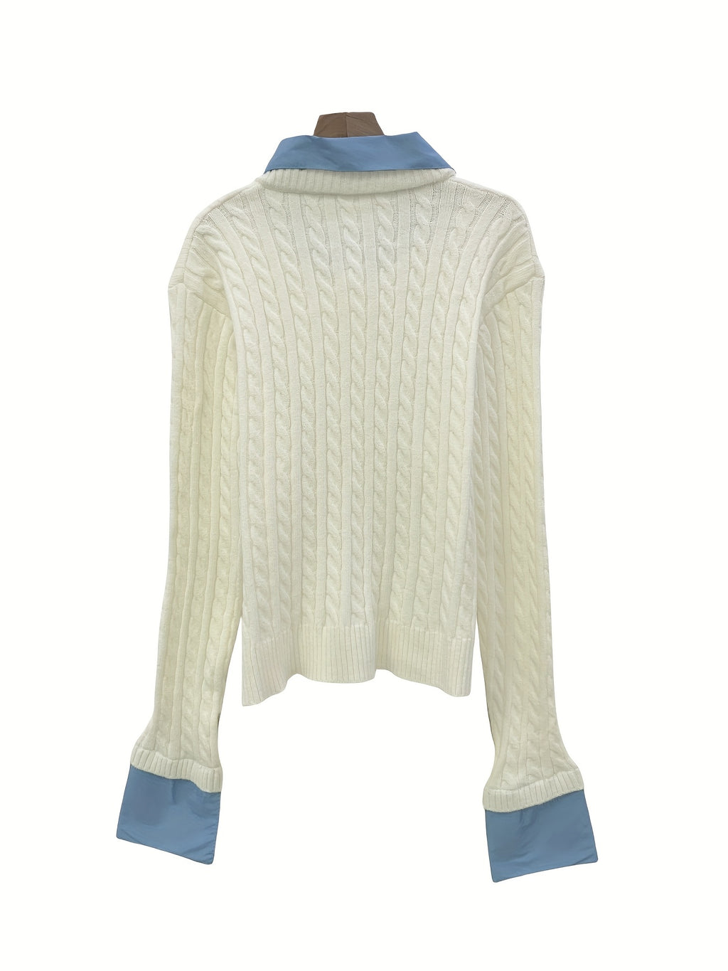 Korean-inspired Design Turtleneck Sweater Faux Two-piece Cardigan Women'S Autumn And Winter New Fashion Versatile Outerwear Long-sleeve Top