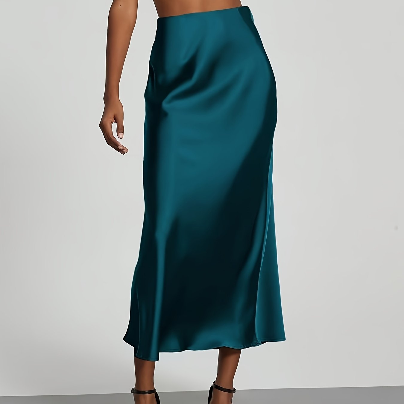 Women's High-Waisted Satin Skirt, Elegant Skirt for Vacation, Party, Birthday, Wedding Guest, Easter, Carnival, Christmas, Valentine's Day, Festive Occasions, Suitable for Outings, Commuting, Gatherings, and Social Events, All-Season Wear, Women's