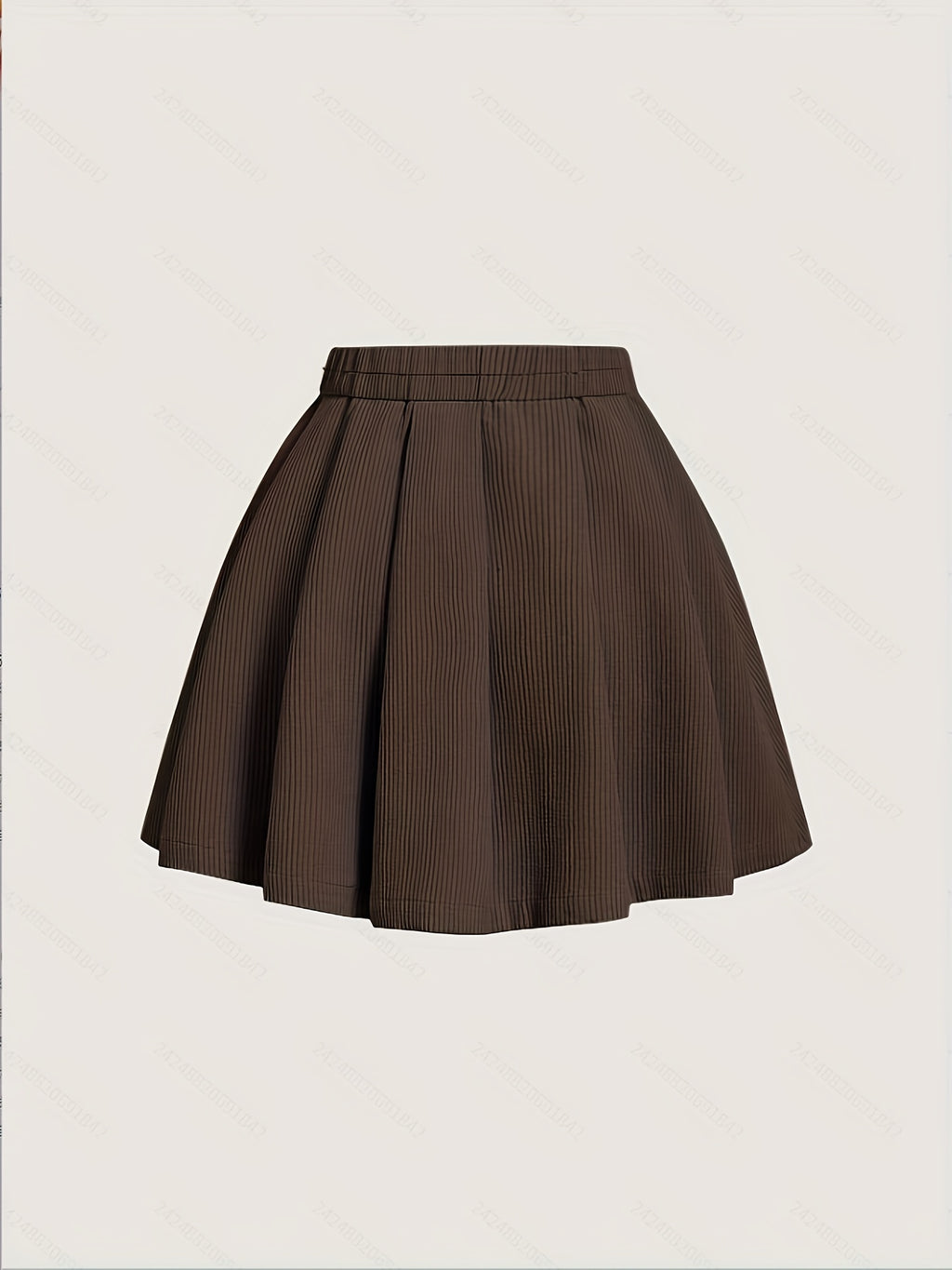 1pc Elegant Pleated Polyester Skirt for Women, Summer Solid Color A-Line Woven Skirt with Button Detail