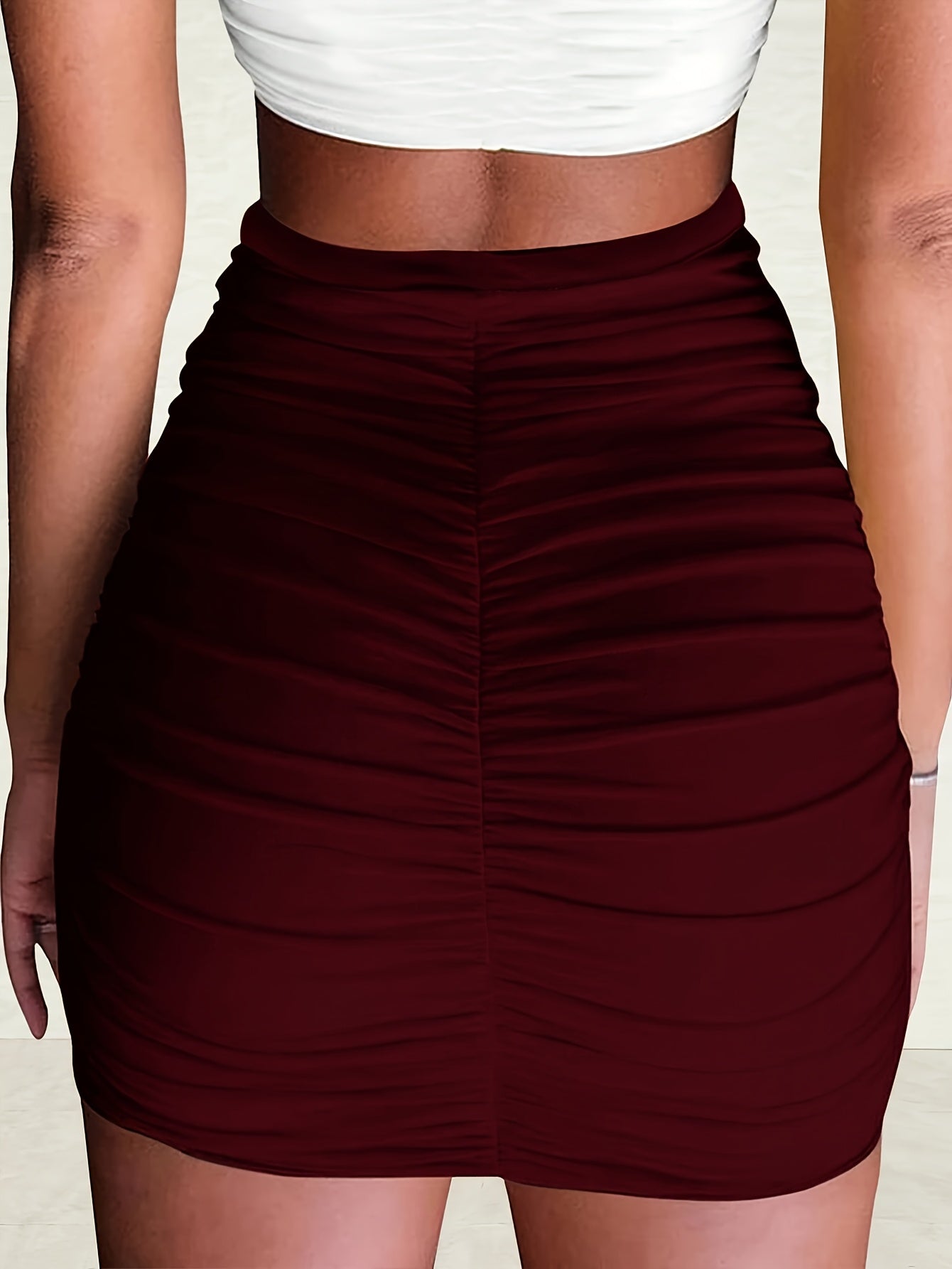 Women's Formal & casual skirt - Elegant Burgundy-like red color, Machine Washable Non-See-Through Party, Office, Everyday Pants-skirt for All Seasons, Office Attire, Pleated Design, Highquality Finish, Stylish Ladies