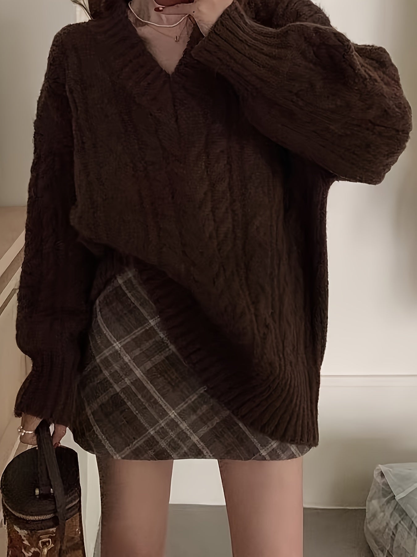 Women'S A-Line Plaid Skirt with Back Zipper - Flared Hem, Short Length, Solid Color, Fall\u002FWinter Collection, Versatile & Stylish Design, Perfect for Casual Attire, Casual Attire Skirt | Aline Skirt | Zipper Detail