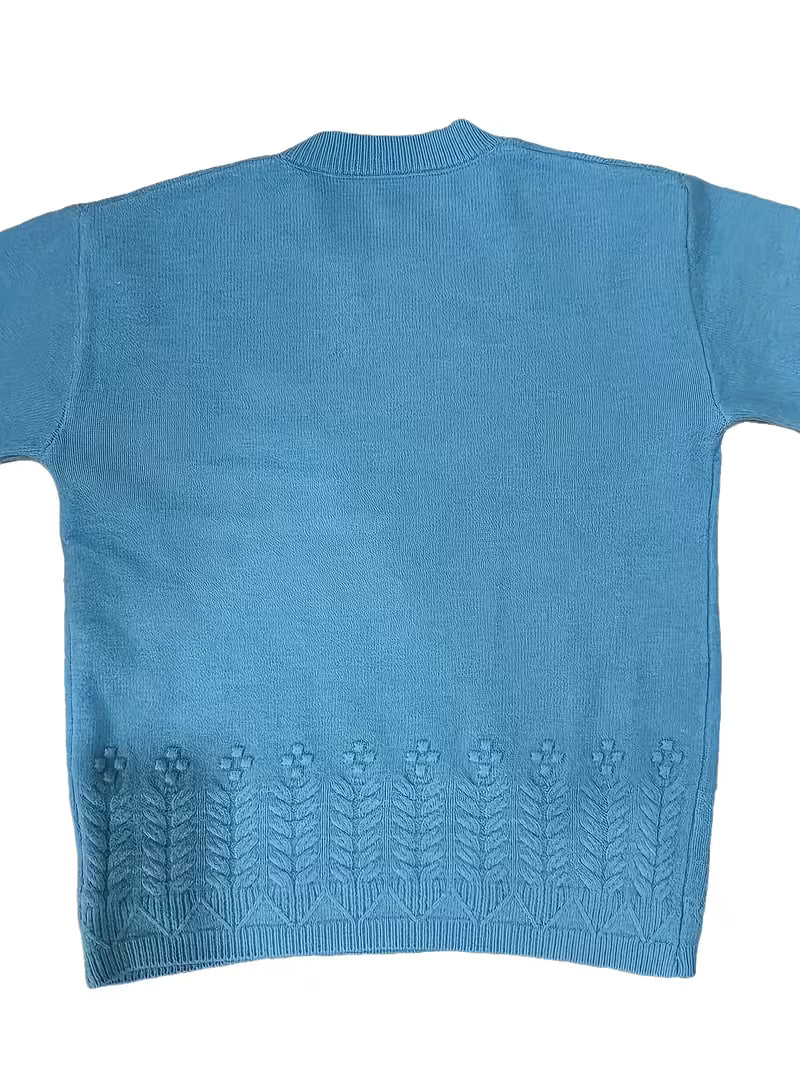 100% WOOL Women'S Elegant Sweater | Soft Long Sleeve Pullover with Round Neck, Neutral Tones, Button Details - Cozy Fall/Winter Sweater for Everyday & Formal Outfits