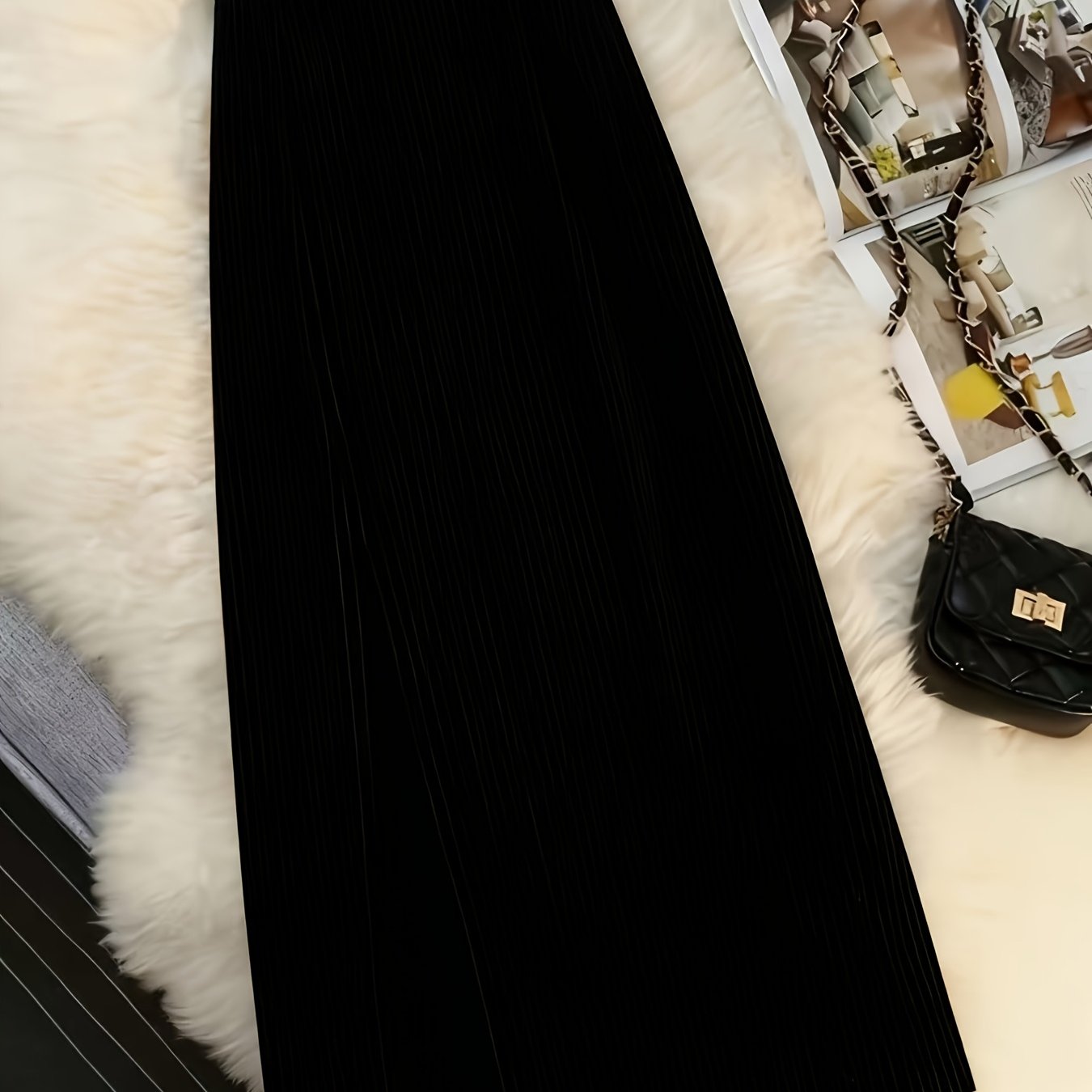 Women's Elegant Vintage Corduroy A-Line Skirt - High-Waisted Long Winter Skirt with Slant Split, Brown Corduroy Pants-like Style (No Elastic), Machine Washable Fall\u002FWinter to Party Outfits - Tailored Fit Non-Stretch Skirt