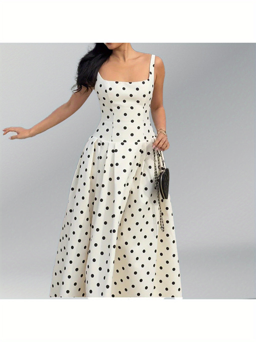 Women's Elegant Polka Dot dress - A-Line Formal & Casual party, Everyday to Evening Outfits - Machine Washable Non-See-Through Summer Dress for Women
