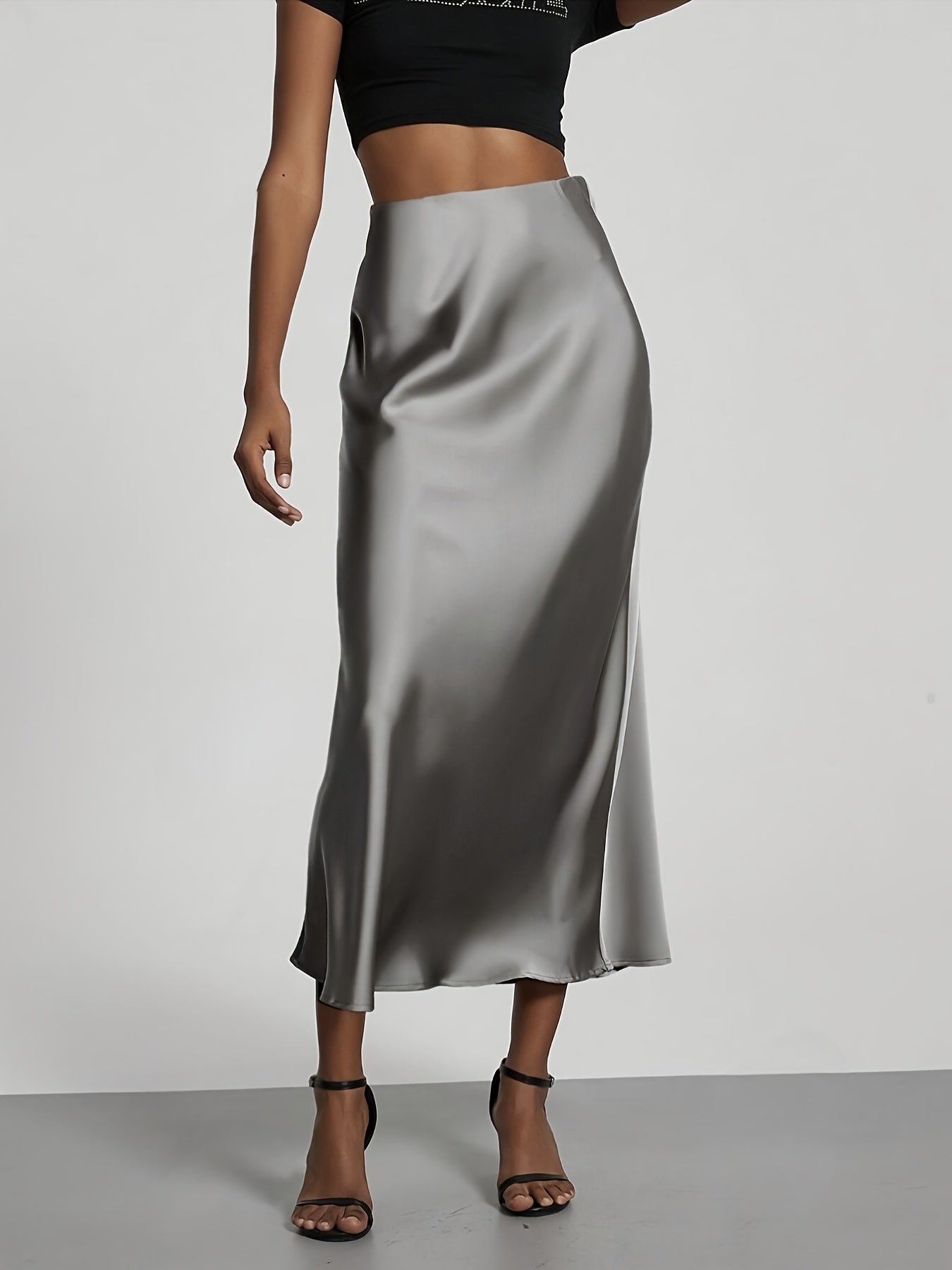 Women's High-Waisted Satin Skirt, Elegant Skirt for Vacation, Party, Birthday, Wedding Guest, Easter, Carnival, Christmas, Valentine's Day, Festive Occasions, Suitable for Outings, Commuting, Gatherings, and Social Events, All-Season Wear, Women's