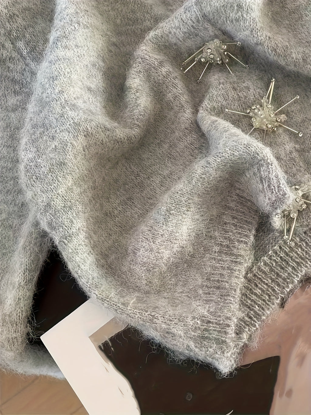 Women's Korean Inspired Elegant Winter Sweater - Soft Grey Round Neck Long Sleeve Button-Front Jacket-like Blazer, Korean Drama-Inspired Cozy Fall Winter Sweaters for Casual & Formal Events (Hand Wash\u002FDry Clean)