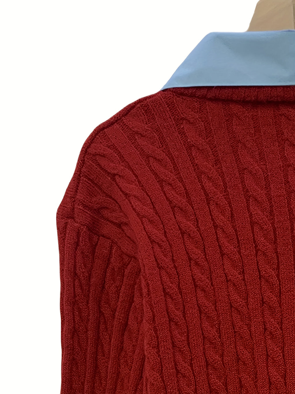 Korean-inspired Design Turtleneck Sweater Faux Two-piece Cardigan Women'S Autumn And Winter New Fashion Versatile Outerwear Long-sleeve Top