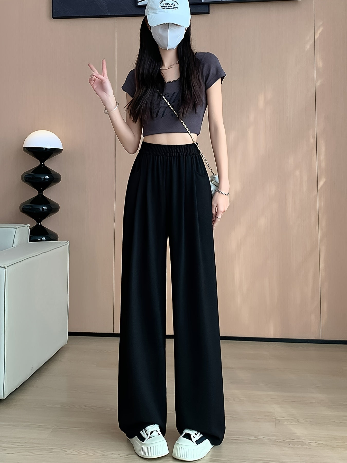 Slant Pockets Wide Leg Pants, Casual Loose Pants For Spring & Summer, Women's Clothing