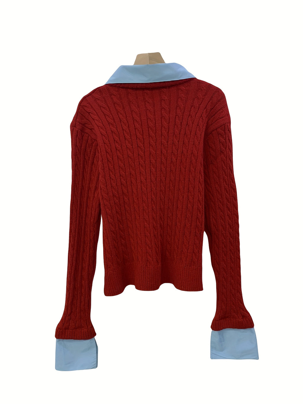 Korean-inspired Design Turtleneck Sweater Faux Two-piece Cardigan Women'S Autumn And Winter New Fashion Versatile Outerwear Long-sleeve Top