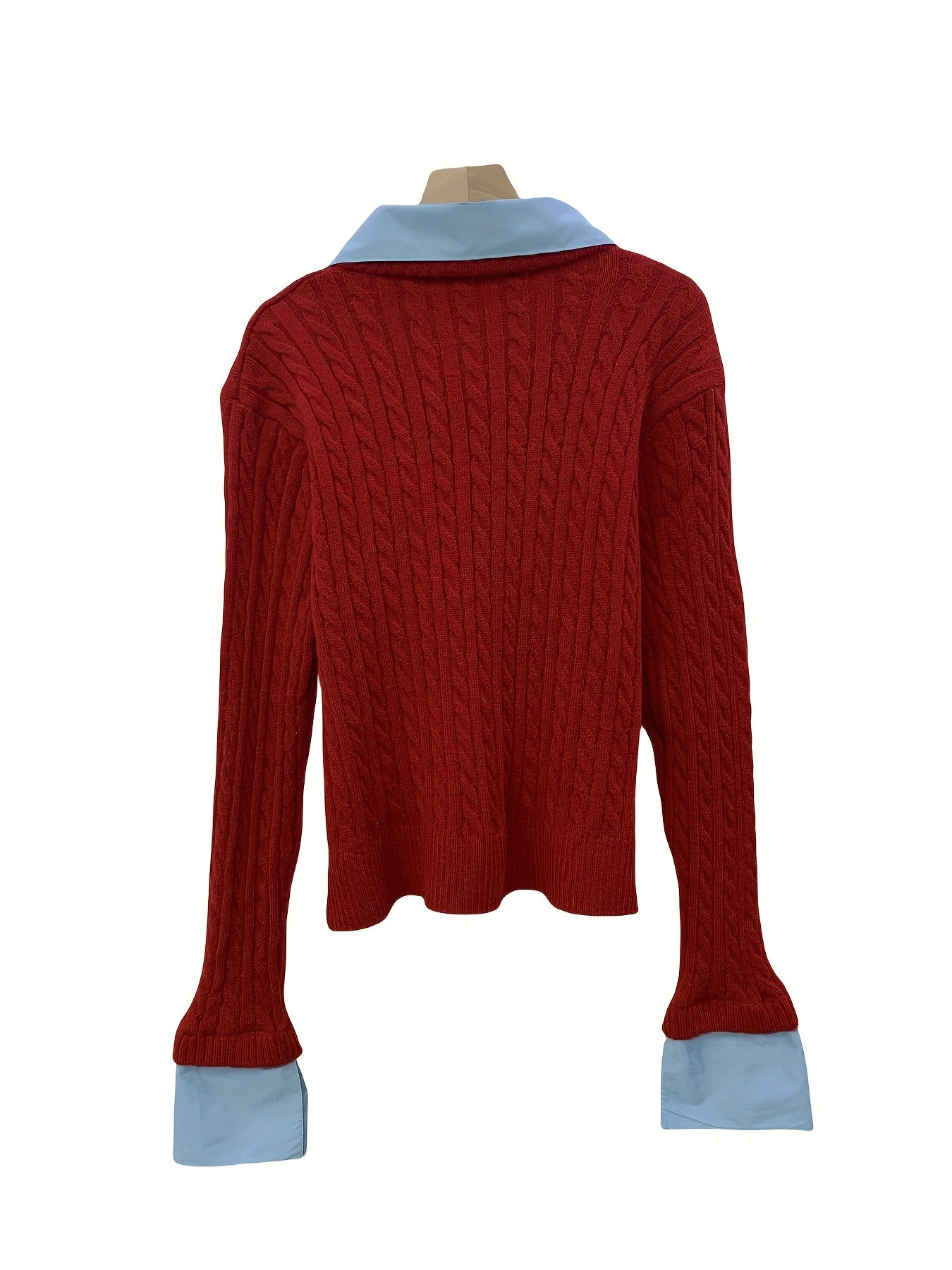 Korean-inspired Design Turtleneck Sweater Faux Two-piece Cardigan Women'S Autumn And Winter New Fashion Versatile Outerwear Long-sleeve Top