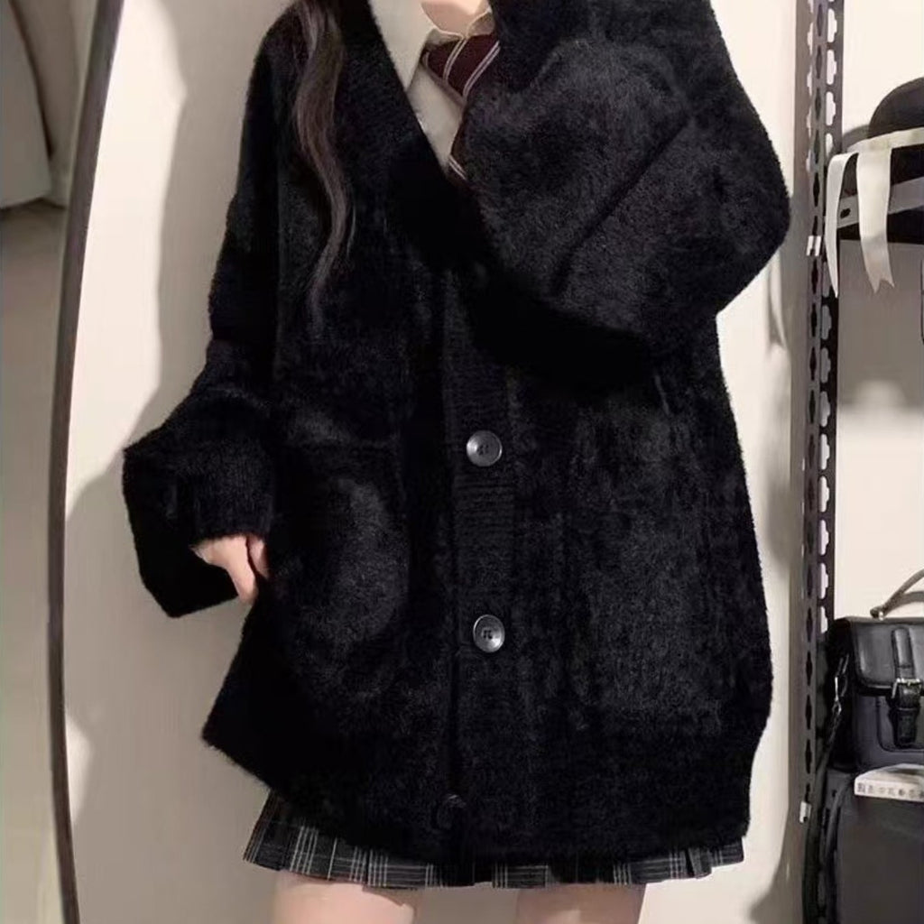 Women's High Quality Mink Cardigan - Short Fluffy Jacket with & Collar, - Petite-Friendly Winter Coat, Hand Washable, for Fall\u002FWinter, - Cozy Blazer-like Outerwear (No, -30°C, but for conditions)