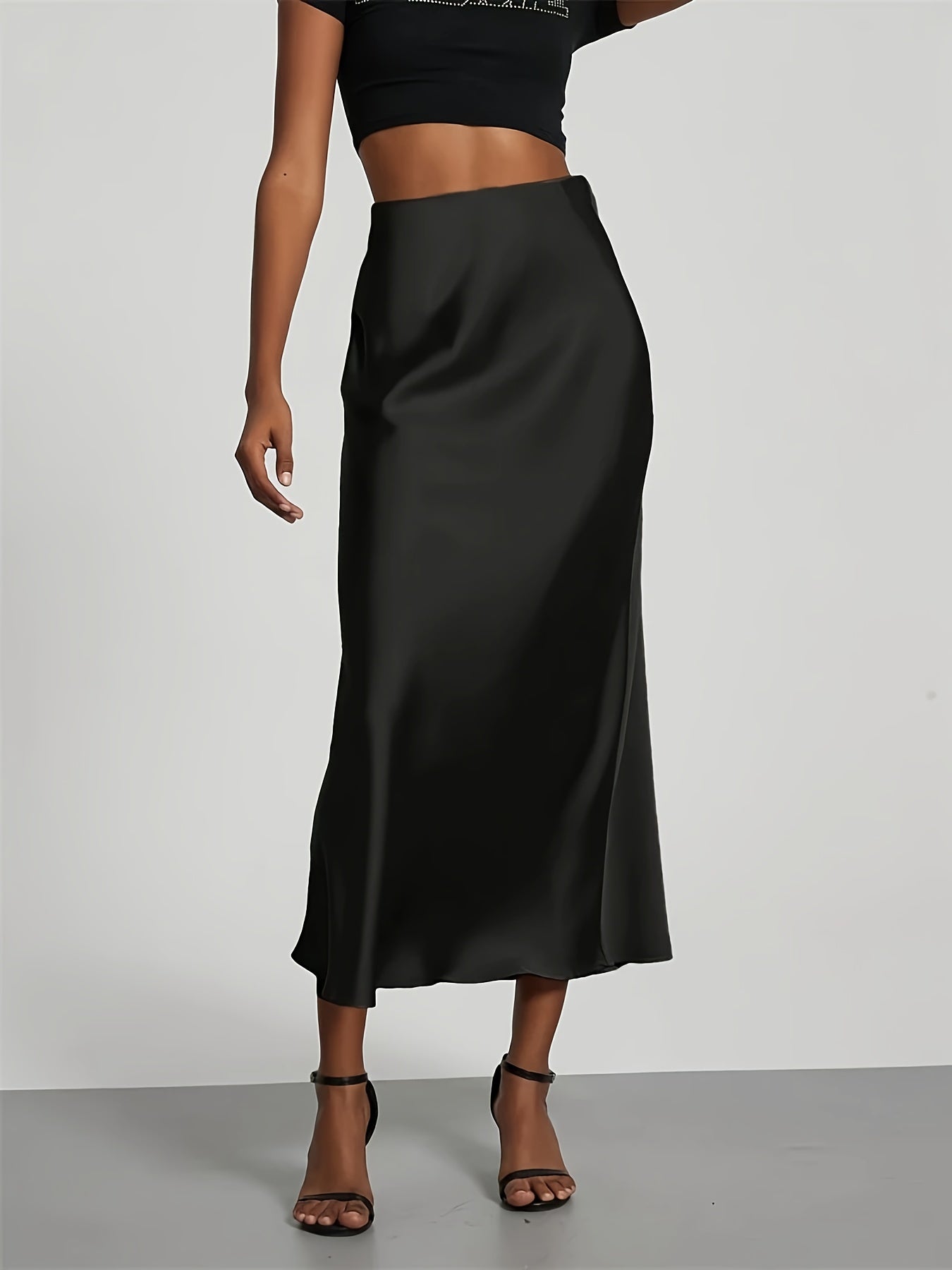 Women's High-Waisted Satin Skirt, Elegant Skirt for Vacation, Party, Birthday, Wedding Guest, Easter, Carnival, Christmas, Valentine's Day, Festive Occasions, Suitable for Outings, Commuting, Gatherings, and Social Events, All-Season Wear, Women's