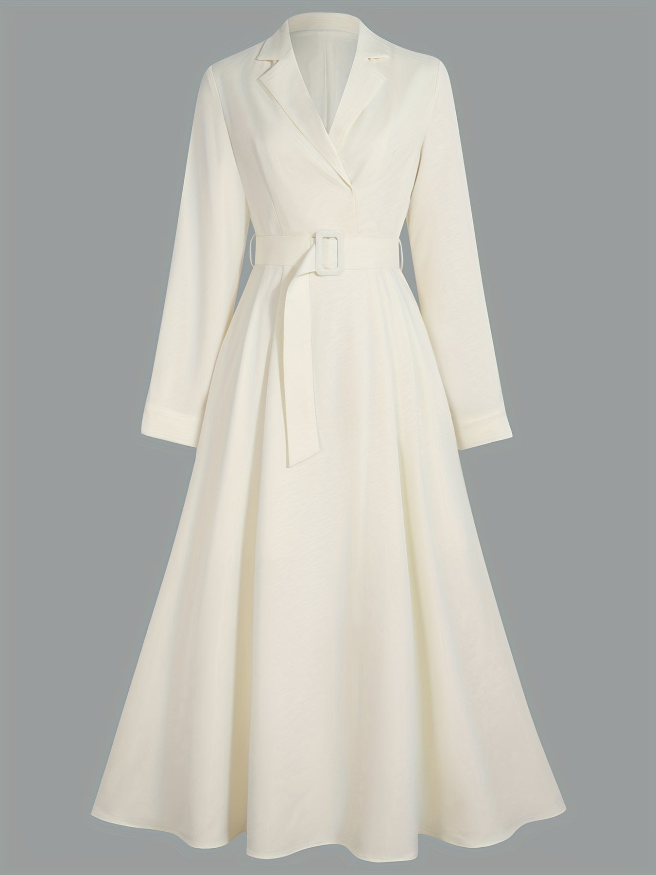 Women's Elegant Collar Dress - Fitted Solid Color Winter Wedding Guest Gown, Machine Washable Fall\u002FWinter Party Dress, Tailored Elegant Outfit for Special Occasions & Casual Attire (Non-)