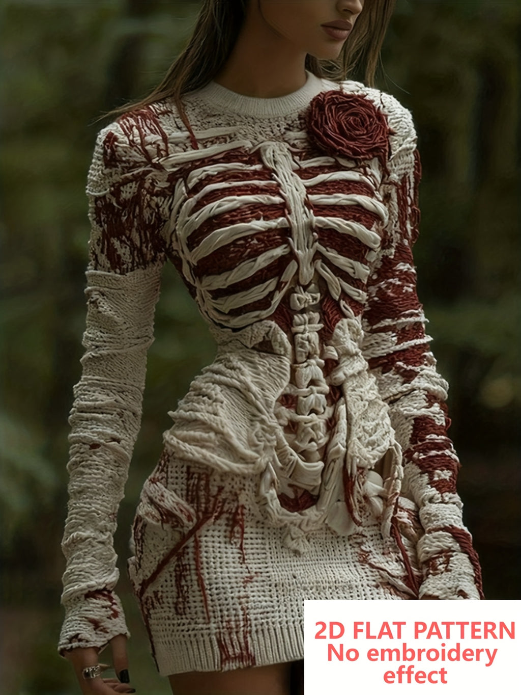 2D FLAT PATTERN 2025 Halloween Luminous Skull Bag Hip Skirt Ladies 3D Digital Printing Short-sleeved T-shirt Street Horror Theme Party Robe Daily All-match Slim Dres