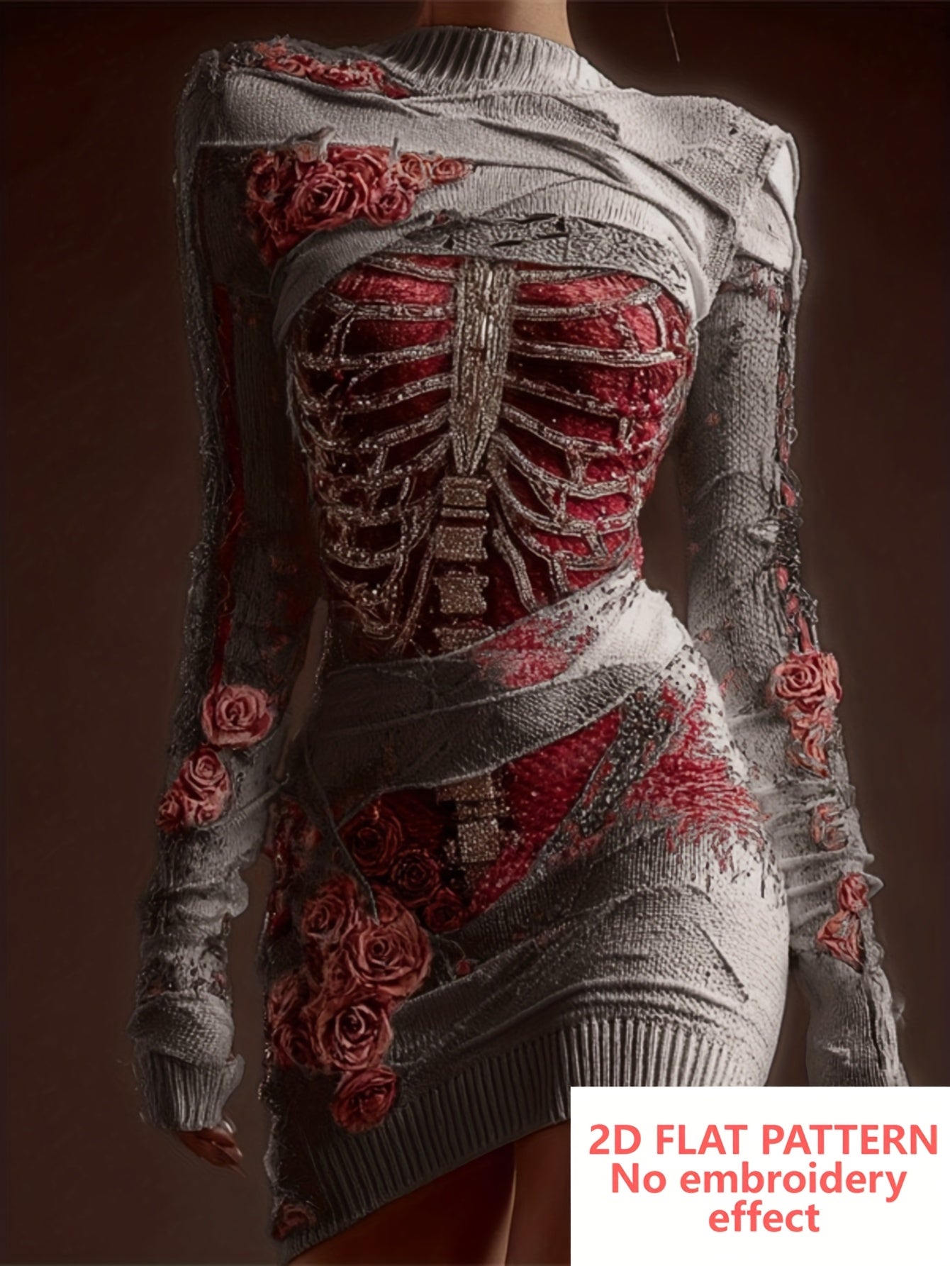 2D FLAT PATTERN 2025 Halloween Luminous Skull Bag Hip Skirt Ladies 3D Digital Printing Short-sleeved T-shirt Street Horror Theme Party Robe Daily All-match Slim Dres