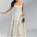 Women's Elegant Polka Dot dress - A-Line Formal & Casual party, Everyday to Evening Outfits - Machine Washable Non-See-Through Summer Dress for Women