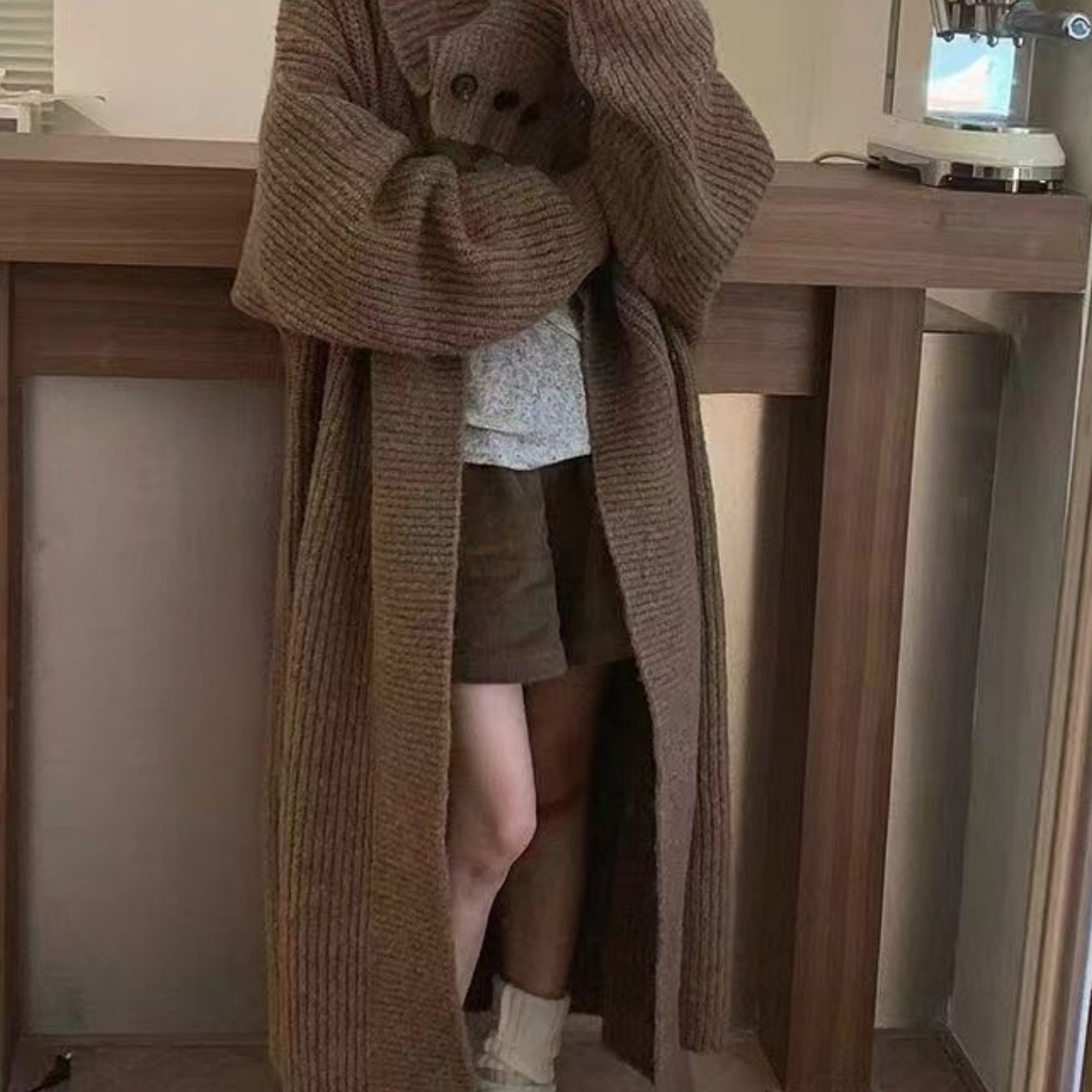 Women's Elegant Long Cardigan Coat - Winter Warm Collar Trench Coat with Button Front, Long Sleeve Button- Jacket for Fall & Winter, Versatile Outerwear (Hand Wash\u002FDry Clean) - Coat Length for Dresses & Blouses